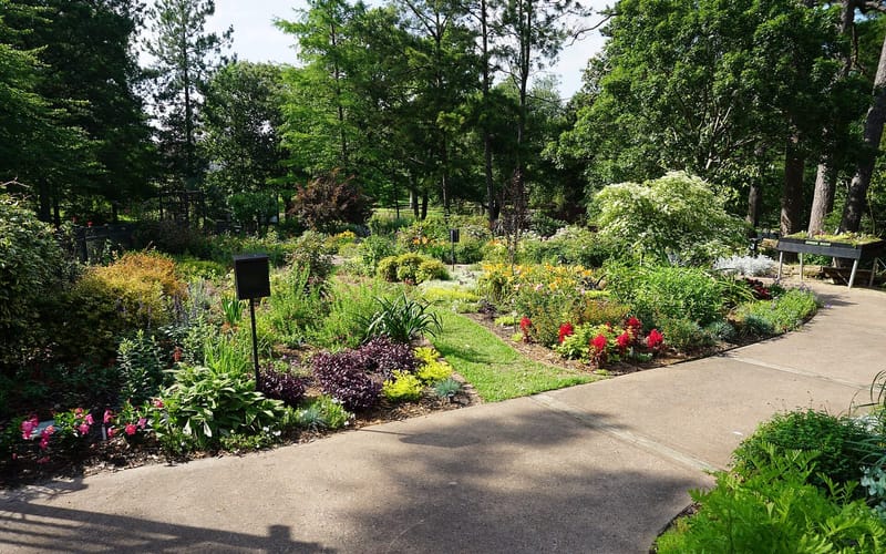 Flower beds at the Tyler Rose Garden Center in Tyler, Texas