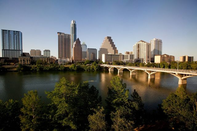 The Austin skyline at sunset