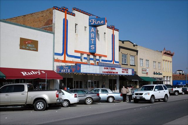 The historic courthouse square in Denton, Texas
