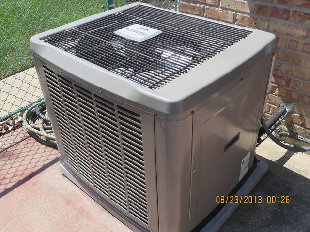 A residential central air conditioning condenser unit