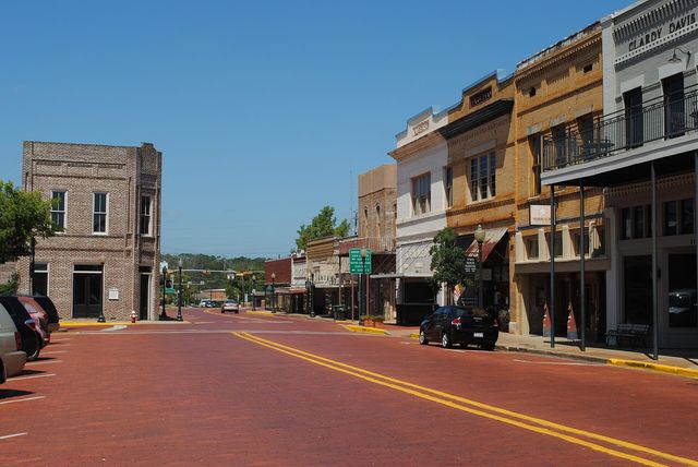 The downtown historic district in Nacogdoches, Texas
