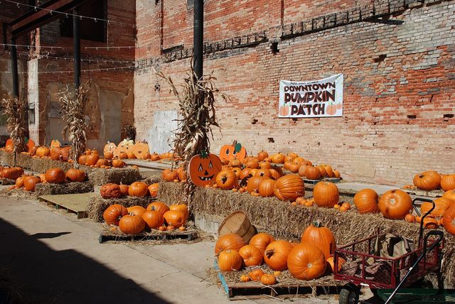 The fall pumpkin market in downtown Paris, Texas
